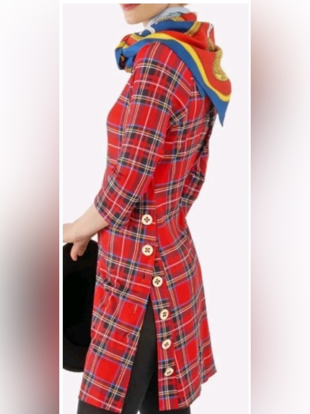 Gretchen Scott Designs Red Plaid Button-Accent Duke of York Dress- NWT 🎄